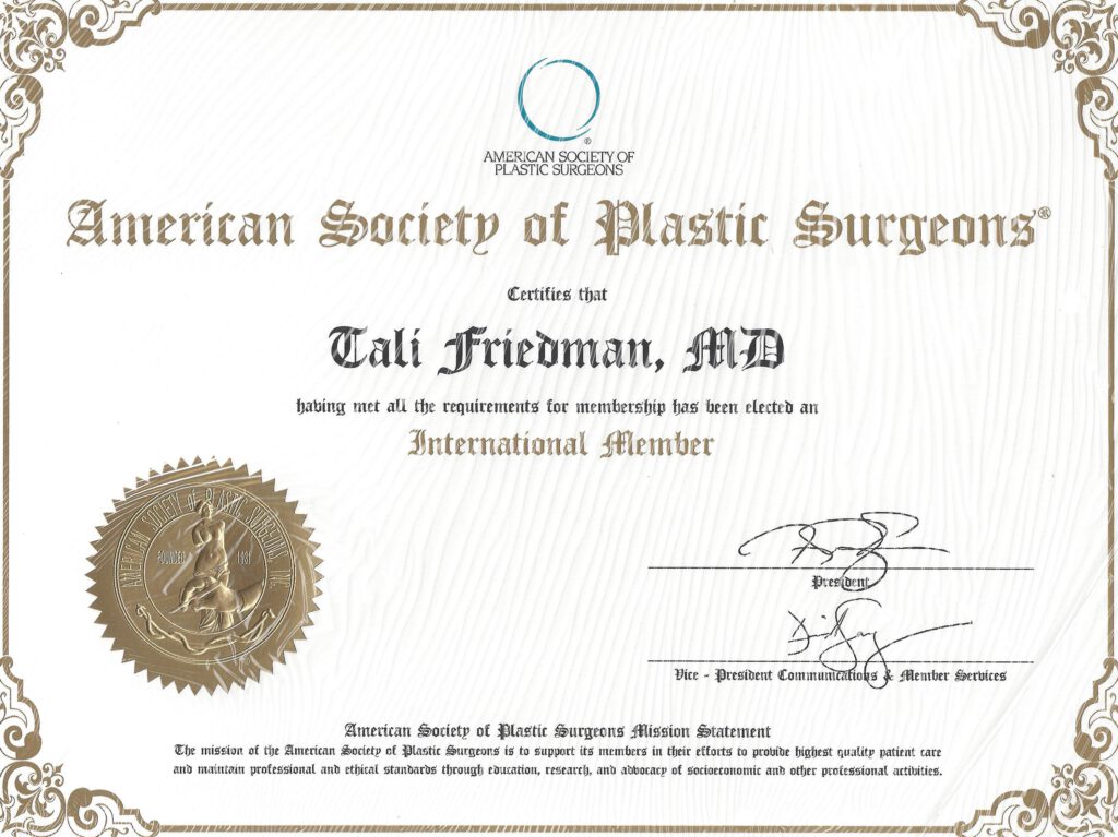 American Society Of Plastic Surgeons - Tali Friedman MD